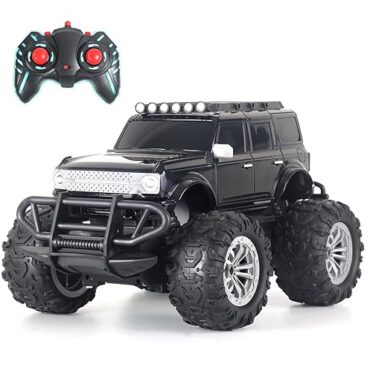 Popsugar Off Roader Rechargeable Remote Control Monster Truck with 4 Headlight Modes | Lithium Battery | C-Type Charging | Remote Control Car for Kids | Made in India, Black