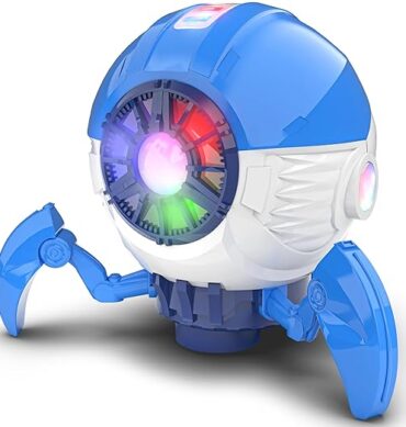 Mirana Space Octopus Bump & Go Musical Toy for Kids ? AA Battery Powered ? 360 Rotation and Auto Direction Change - Inbuilt Speakers & RGB Lights ? Gift for Boys & Girls 1+ Years (Blue)