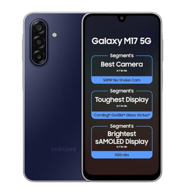 Samsung Galaxy M17 5G (Sapphire Black, 8GB RAM, 128GB Storage)| 50MP OIS Triple Camera| Gorilla Glass Victus| IP54 Rating| 6 Gen of OS Upgrades| AI| Circle to Search| Gemini Live| Without Charger