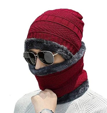 Unisex Woolen Beanie/Winter Cap & Neck Warmer Muffler Combo Winters for Men & Women