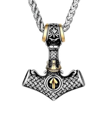 THE MEN THING Pendant for Men - Pure Titanium Steel Pendant Viking Collection with 24inch Round Box Chain for Men & Boys