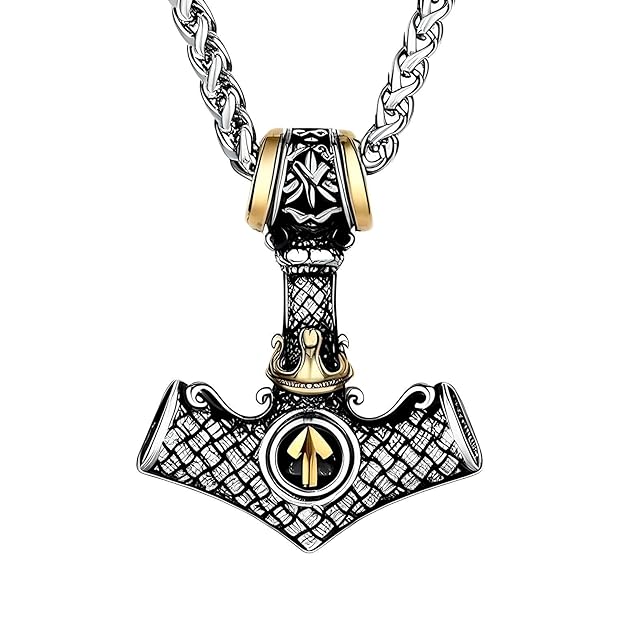 THE MEN THING Pendant for Men - Pure Titanium Steel Pendant Viking Collection with 24inch Round Box Chain for Men & Boys