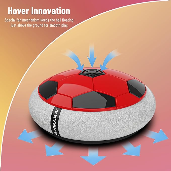 Mirana C-Type USB Rechargeable Hover Football Indoor Floating Hoverball Soccer|Air Football Neon Lite|Made in India Fun Toy Best Gift for Boys and Kids (Red) Plastic - Image 3