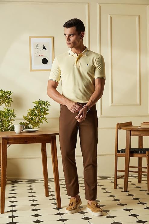 Van Heusen Men's Cotton Solid Regular Fit T-Shirt - Image 4