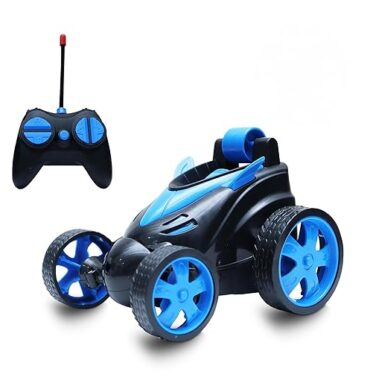 Wonder Toys 360? Stunt, Flip, Rotating & Rolling RC Car for Kids ? Rechargeable RC Car with Dual Motors, Flexible Turning & Anti-Crash Tyres | Remote Control Toy with USB Charger | Blue Edition