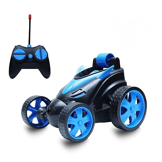 Wonder Toys 360? Stunt, Flip, Rotating & Rolling RC Car for Kids ? Rechargeable RC Car with Dual Motors, Flexible Turning & Anti-Crash Tyres | Remote Control Toy with USB Charger | Blue Edition