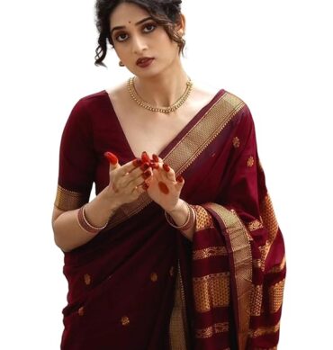 SIRIL Women's Soft Banarasi Silk Jacquard Saree with Unstitched Blouse Piece