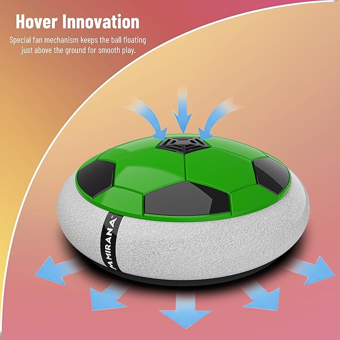 Mirana C-Type USB Rechargeable Hover Football Indoor Floating Hoverball Soccer|Air Football Neon Lite|Made in India Fun Toy Best Gift for Boys and Kids (Green) Plastic - Image 3