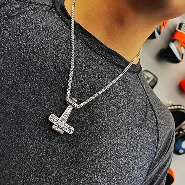 THE MEN THING Pendant for Men - Pure Titanium Steel Pendant Viking Collection with 24inch Round Box Chain for Men & Boys - Image 4