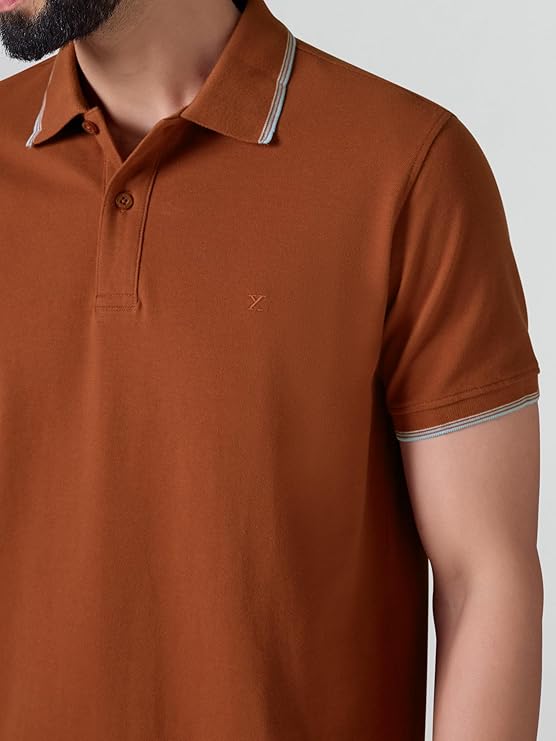 XYXX Accent Men's Solid Cotton Polo T Shirt | Collar Tshirts | Half Sleeves | Solid-Slim Fit - Image 3
