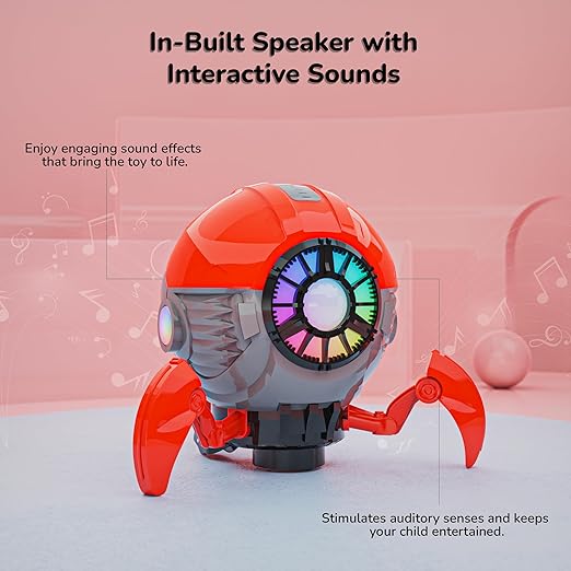 Mirana Space Octopus Bump & Go Musical Toy for Kids ? AA Battery Powered ? 360 Rotation and Auto Direction Change - Inbuilt Speakers & RGB Lights ? Gift for Boys & Girls 1+ Years (Red) - Image 2