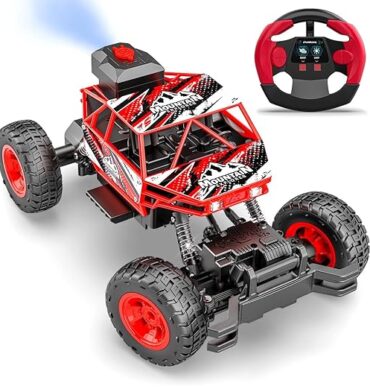 Mirana Duster 4WD RC Car Toy for Kids | Rechargeable USB C-Type Offroad Monster Truck with Smoke Exhaust | High Speed ATV Remote Control Rock Crawler | Gift for Boys & Girls (Red)