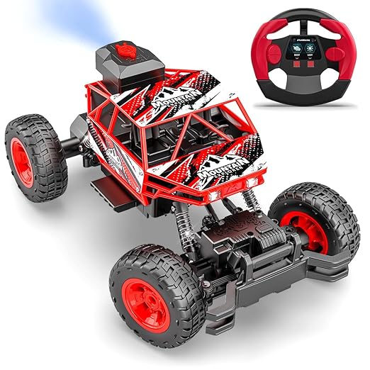 Mirana Duster 4WD RC Car Toy for Kids | Rechargeable USB C-Type Offroad Monster Truck with Smoke Exhaust | High Speed ATV Remote Control Rock Crawler | Gift for Boys & Girls (Red)