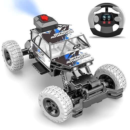 Mirana Duster 4WD RC Car Toy for Kids | Rechargeable USB C-Type Offroad Monster Truck with Smoke Exhaust | High Speed ATV Remote Control Rock Crawler | Gift for Boys & Girls (Silver)