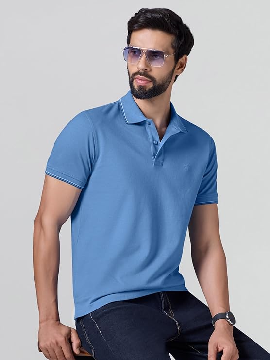 XYXX Accent Men's Solid Cotton Polo T Shirt | Collar Tshirts | Half Sleeves | Solid-Slim Fit - Image 2