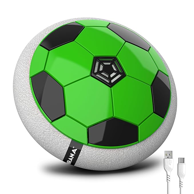 Mirana C-Type USB Rechargeable Hover Football Indoor Floating Hoverball Soccer|Air Football Neon Lite|Made in India Fun Toy Best Gift for Boys and Kids (Green) Plastic