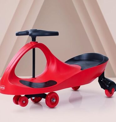 LuvLap Sunshine Swing Car for Kids, Comfortable Seats & Durable, Smooth Wheels, Baby Car, Magic Toy, Push Ride On, 3+ Years, Birthday Gift for Baby Boys & Girls, Red & Black