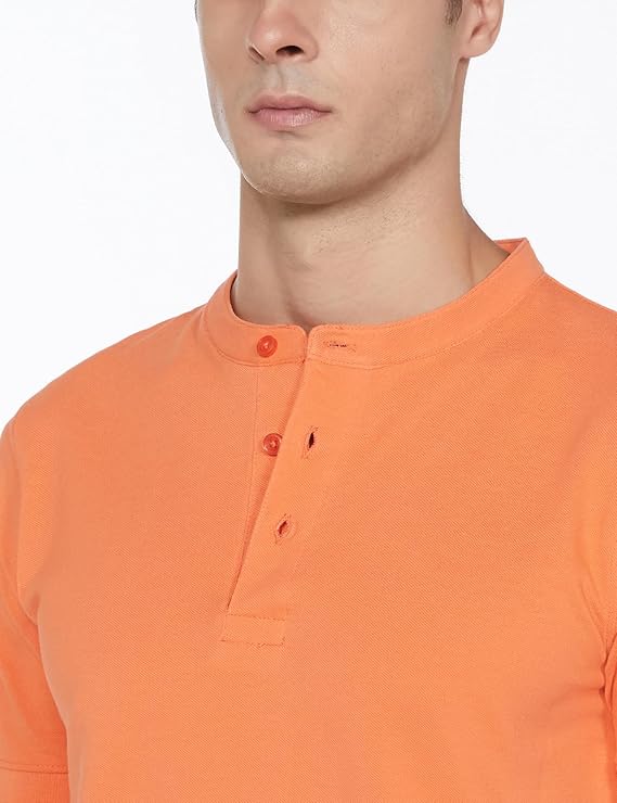 Men's Cotton Rich Polo T Shirt | Mandarin Collar Tshirts | Half Sleeves | Plain - Regular Fit (Available in Plus Sizes) - Image 4