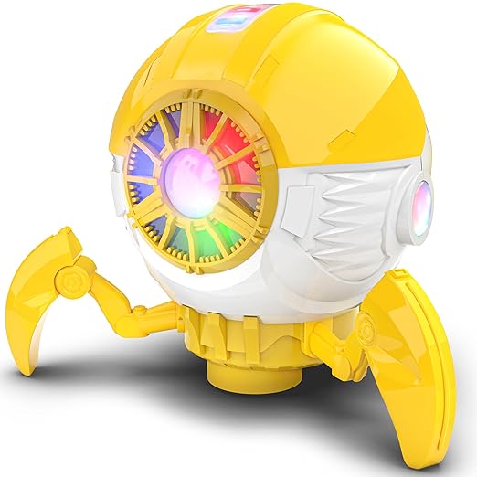Mirana Space Octopus Bump & Go Musical Toy for Kids ? AA Battery Powered ? 360 Rotation and Auto Direction Change - Inbuilt Speakers & RGB Lights ? Gift for Boys & Girls 1+ Years (Yellow)