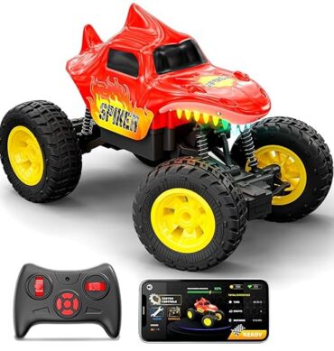 Mirana Spiker 2WD RC Car for Kids | High-Speed ATV Remote & App-Controlled Rock Crawler | USB Rechargeable Offroad Monster Truck with Bluetooth Speakers & RGB Lights | Gift for Boys & Girls (Red)