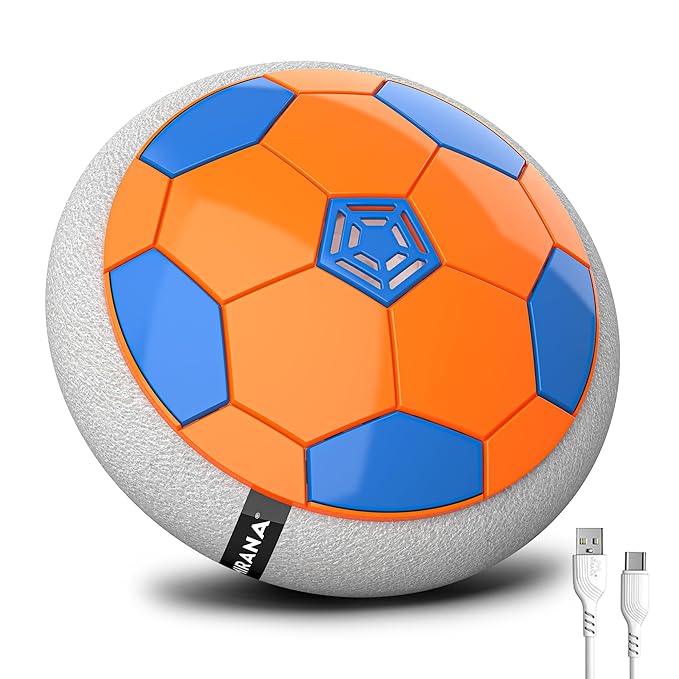 Mirana C-Type USB Rechargeable Hover Football Indoor Floating Hoverball Soccer|Air Football Neon Lite|Made in India Fun Toy Best Gift for Boys and Kids (Orange) Plastic