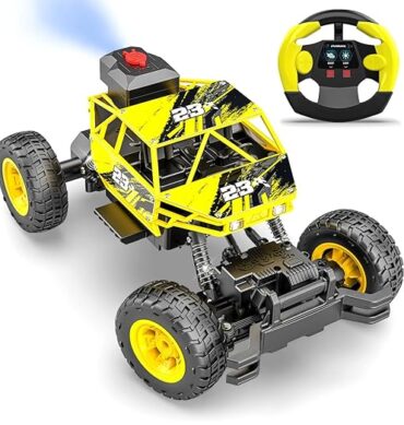 Mirana Duster 4WD RC Car Toy for Kids | Rechargeable USB C-Type Offroad Monster Truck with Smoke Exhaust | High Speed ATV Remote Control Rock Crawler | Gift for Boys & Girls (Yellow)