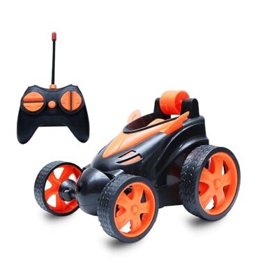 Wonder Toys 360? Stunt, Flip, Rotating & Rolling RC Car for Kids ? Rechargeable RC Car with Dual Motors, Flexible Turning & Anti-Crash Tyres | Remote Control Toy with USB Charger | Orange Edition