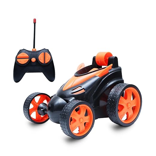 Wonder Toys 360? Stunt, Flip, Rotating & Rolling RC Car for Kids ? Rechargeable RC Car with Dual Motors, Flexible Turning & Anti-Crash Tyres | Remote Control Toy with USB Charger | Orange Edition