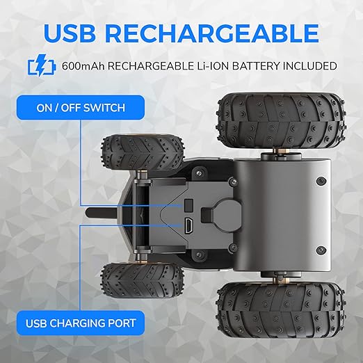 Mirana Warrior 360 Degree Rotating Stunt RC Car Toy for Kids | High Speed Steering Remote Control Vehicle | USB Type-C Rechargeable for Boys and Girls | Made in India (Onyx Black) - Image 2