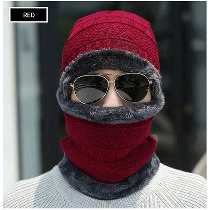 Unisex Woolen Beanie/Winter Cap & Neck Warmer Muffler Combo Winters for Men & Women - Image 2