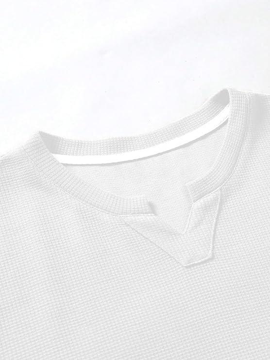 Men's Waffle Knitted V Neck|T Shirt for Man|Waffle|Cotton|Casual| Regular Fit Tees - Image 4