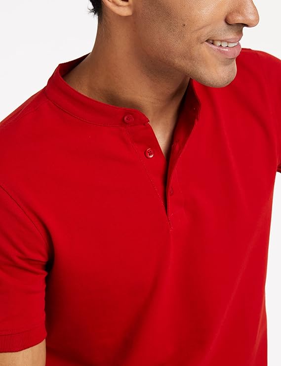 Men's Cotton Rich Polo T Shirt | Mandarin Collar Tshirts | Half Sleeves | Plain - Regular Fit (Available in Plus Sizes) - Image 3