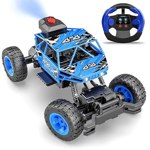 Mirana Duster 4WD RC Car Toy for Kids | Rechargeable USB C-Type Offroad Monster Truck with Smoke Exhaust | High Speed ATV Remote Control Rock Crawler | Gift for Boys & Girls (Blue)