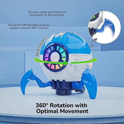 Mirana Space Octopus Bump & Go Musical Toy for Kids ? AA Battery Powered ? 360 Rotation and Auto Direction Change - Inbuilt Speakers & RGB Lights ? Gift for Boys & Girls 1+ Years (Blue) - Image 4