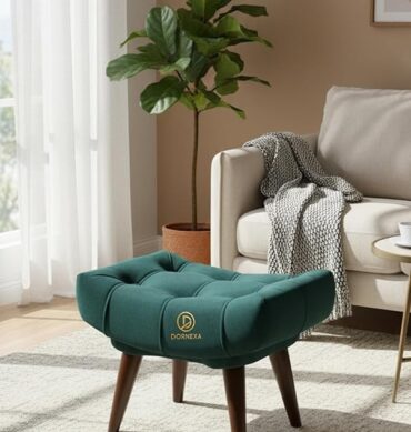 Soft Fabric Comfortable Cushion Ottoman Footrest Stool for Living Room (Aqua)