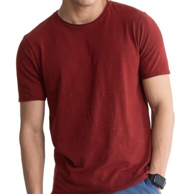DAMENSCH Men?s Slim Fit Cotton-Elastane Blend Half Sleeve Casual T-Shirt | Round Neck T-Shirt