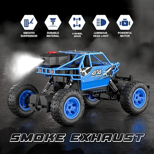 Mirana Duster 4WD RC Car Toy for Kids | Rechargeable USB C-Type Offroad Monster Truck with Smoke Exhaust | High Speed ATV Remote Control Rock Crawler | Gift for Boys & Girls (Blue) - Image 5