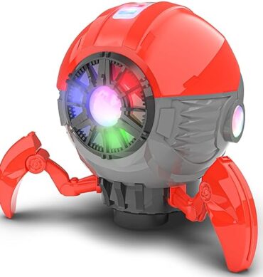 Mirana Space Octopus Bump & Go Musical Toy for Kids ? AA Battery Powered ? 360 Rotation and Auto Direction Change - Inbuilt Speakers & RGB Lights ? Gift for Boys & Girls 1+ Years (Red)