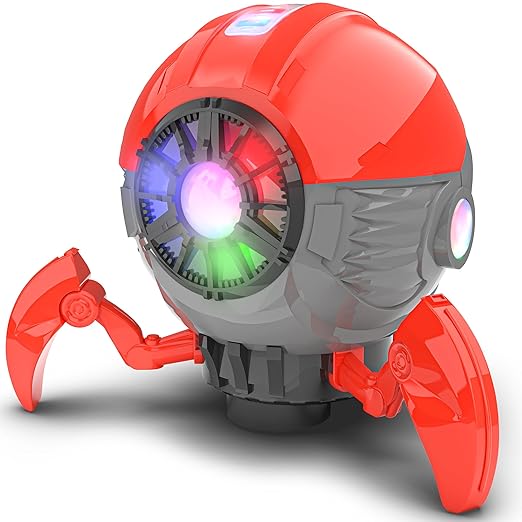 Mirana Space Octopus Bump & Go Musical Toy for Kids ? AA Battery Powered ? 360 Rotation and Auto Direction Change - Inbuilt Speakers & RGB Lights ? Gift for Boys & Girls 1+ Years (Red)