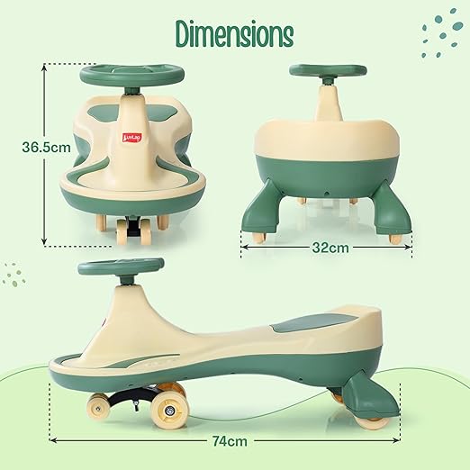 LuvLap Sunny Swing Car, Kids Push Car, Magic Car for Kids, Comfortable Seats & Durable, Ride On Magic Car for 3+ Years Baby Boy & Girl, Beige & Green - Image 2