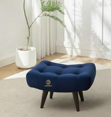 Soft Fabric Comfortable Cushion Ottoman Footrest Stool for Living Room (Blue)
