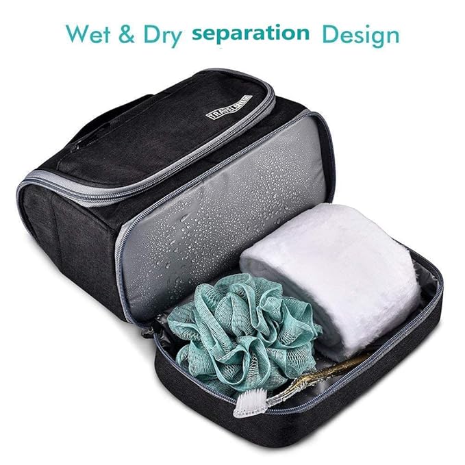 Seagull flight of fashion Polyester Toiletry Bag for Travel, Toiletry Organizer Pouch with Hook, Travel Accessories Kit Pouch for Men & Women - 24 x 20 x 13 cm - Black - Image 3