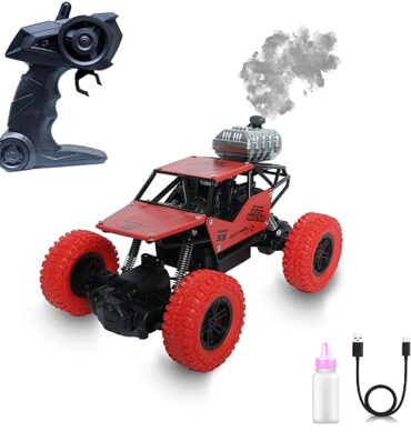 Wonder Rock Master Remote Control Car with Smoke | Monster Truck Rock Crawler for Kids | 2.4 GHz Remote + Android App Control | Long Range | 150+ Feet Range | C-Type Charging | Made in India (Red)