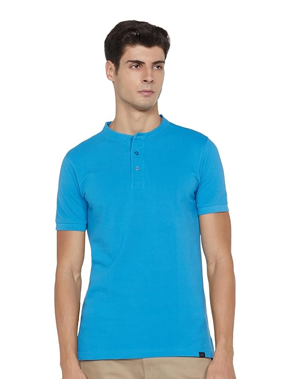 Men's Cotton Rich Polo T Shirt | Mandarin Collar Tshirts | Half Sleeves | Plain - Regular Fit (Available in Plus Sizes)