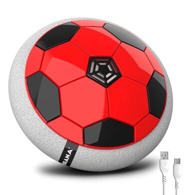 Mirana C-Type USB Rechargeable Hover Football Indoor Floating Hoverball Soccer|Air Football Neon Lite|Made in India Fun Toy Best Gift for Boys and Kids (Red) Plastic