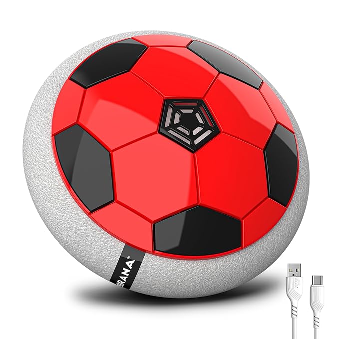Mirana C-Type USB Rechargeable Hover Football Indoor Floating Hoverball Soccer|Air Football Neon Lite|Made in India Fun Toy Best Gift for Boys and Kids (Red) Plastic