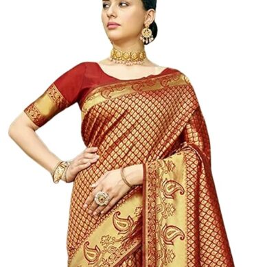SIRIL Women's Soft Banarasi Silk Jacquard Saree with Unstitched Blouse Piece