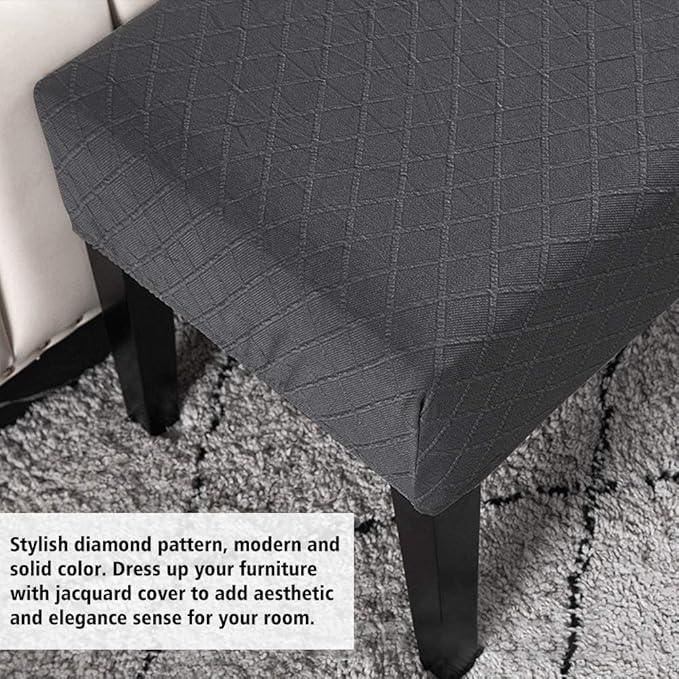 High Stretch Jacquard Dining Bench Cover Elastic Chair Covers - Anti-Dust Removable Bench Slipcover Washable Bench Seat Protector Cushion Cover for Living Room, Bedroom, Kitchen - (Light Grey) - Image 3