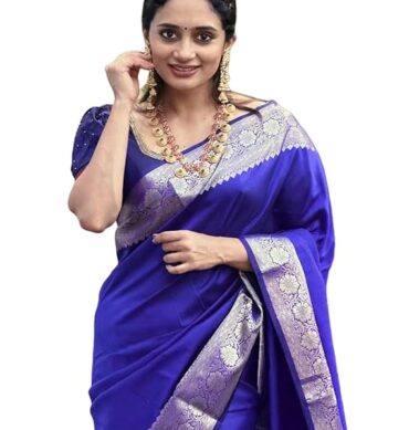 SIRIL Women's Soft Banarasi Silk Jacquard Saree with Unstitched Blouse Piece