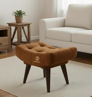 Soft Fabric Comfortable Cushion Ottoman Footrest Stool for Living Room (Brown)